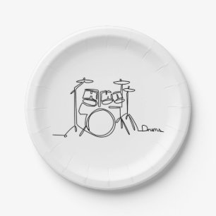 Drummer Music Design One-Line Drums Paper Plate