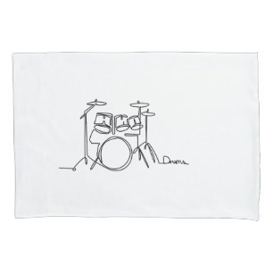 Drummer Music Design One-Line Drums Pillowcase