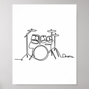 Drummer Music Design One-Line Drums  Poster