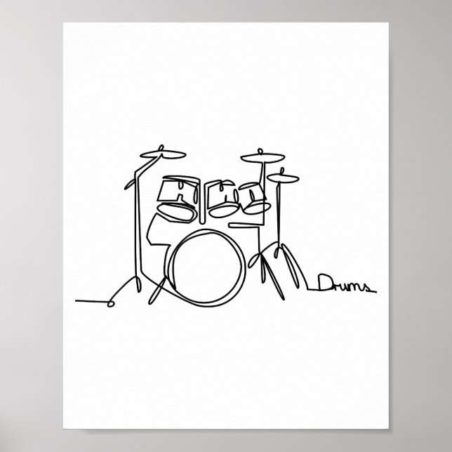 Drummer Music Design One-Line Drums  Poster (Front)