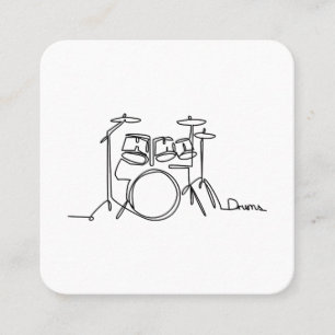 Drummer Music Design One-Line Drums  Square Business Card