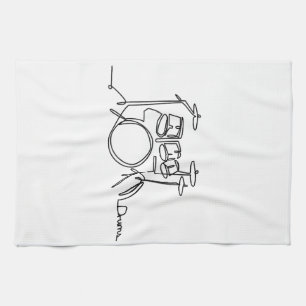 Drummer Music Design One-Line Drums Tea Towel