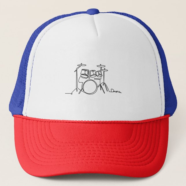 Drummer Music Design One-Line Drums  Trucker Hat (Front)