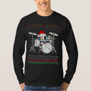 Drummer Musical Instrument Ugly Christmas Drums Sa T-Shirt