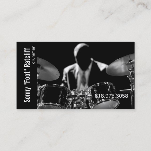 Drummer Musician for Music Business Card (Front)