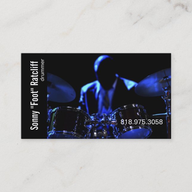 Drummer Musician for Music Business Card (Front)
