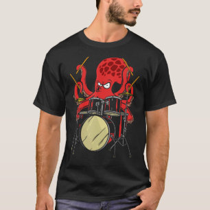 Drummer Octopus Drumstick Playing Drum Sea Animal T-Shirt