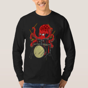 Drummer Octopus Drumstick Playing Drum Sea Animal T-Shirt