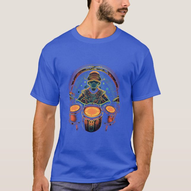 Drummer Percussionist Drums Player Drumming Band v T-Shirt (Front)