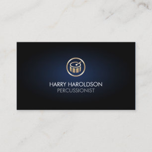Drummer Percussionist Faux Gold Drum Icon Business Card