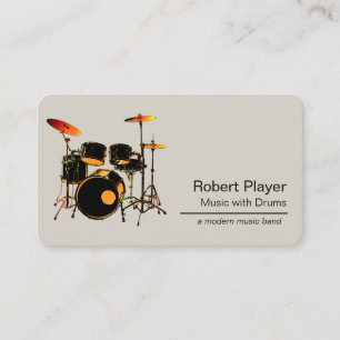 Drummer Percussionist with Drum Set Music Event  Business Card