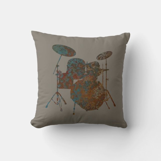 Drummer Pillow Rock & Roll Drum Kit Musician Music (Front)