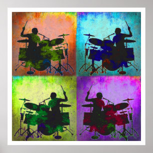 Drummer Pop art, Copyright Karen J Williams Poster