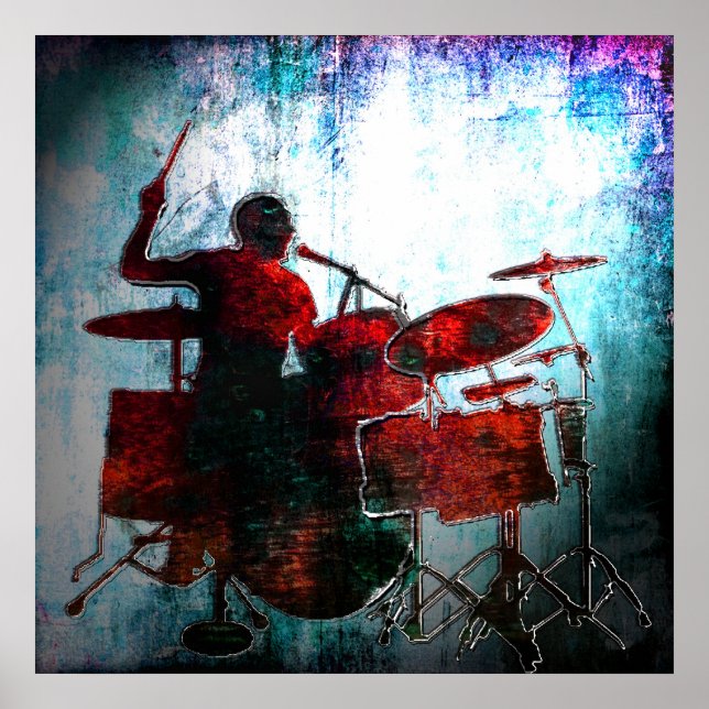 Drummer Pop of colour, Copyright Karen J Williams Poster (Front)