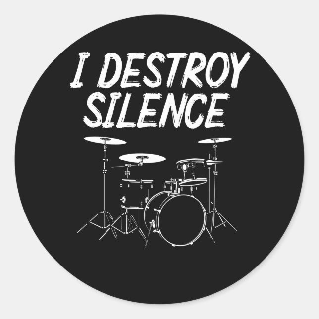 Drummer Quote Drumset Rock Band Drum Musician Classic Round Sticker (Front)