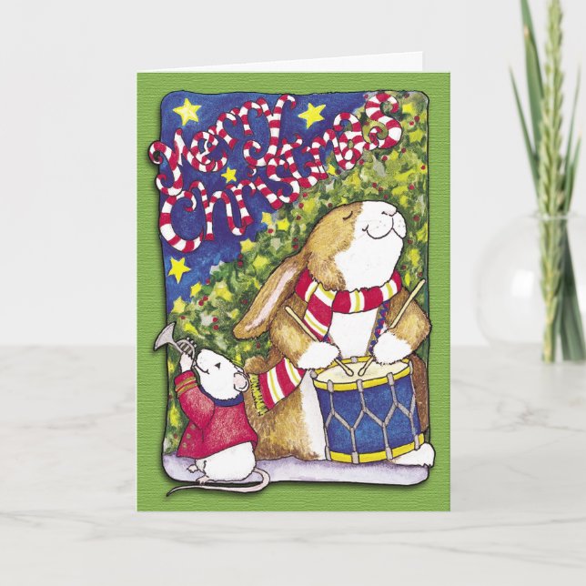 Drummer Rabbit, Christmas Card (Front)