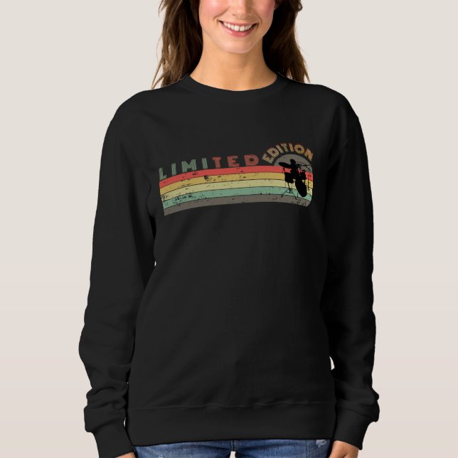 Drummer Retro 70s 80s Distressed Sweatshirt (Front)