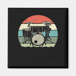 Drummer Retro Drumset Rock Band Drum Musician Magnet