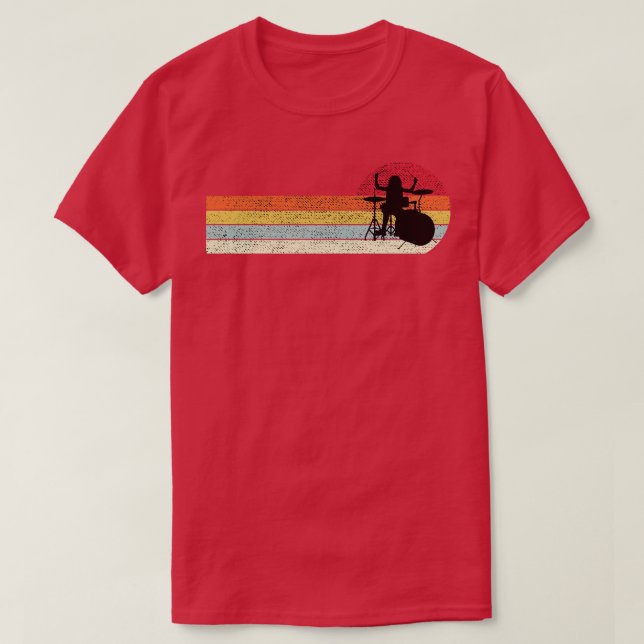 Drummer Retro Style Drum Player 1 T-Shirt (Design Front)
