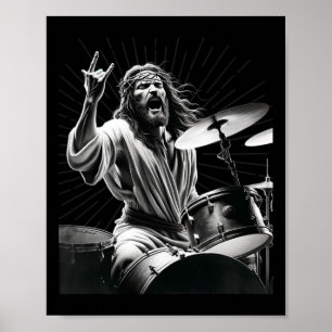 Drummer Rock Jesus Drumming Poster