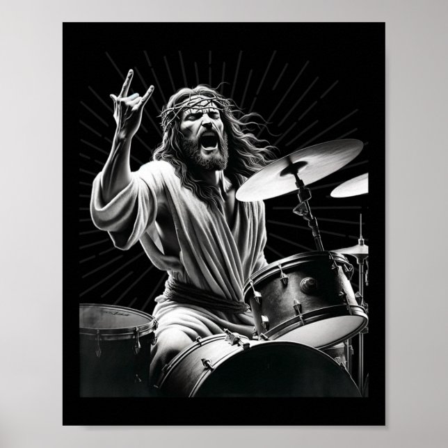 Drummer Rock Jesus Drumming  Poster (Front)