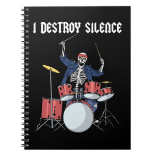 Drummer Rock Music Band Drums I Destroy Silence Notebook