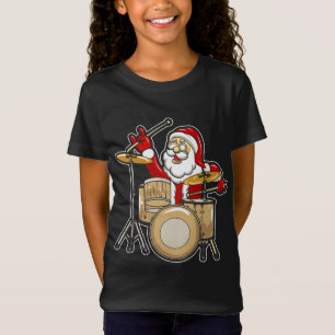 Drummer Santa Funny Christmas Santa Playing Drums T-Shirt