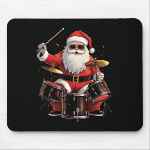 Drummer Santa Playing Drums Funny Christmas Drumme Mouse Mat
