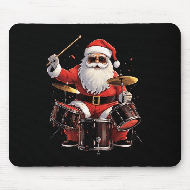 Drummer Santa Playing Drums Funny Christmas Drumme Mouse Mat (Front)
