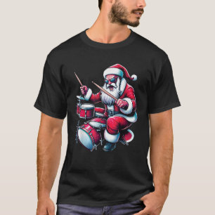 Drummer Santa Playing Drums Xmas Funny Christmas D T-Shirt