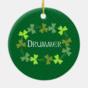 Drummer Shamrock Oval Ceramic Tree Decoration