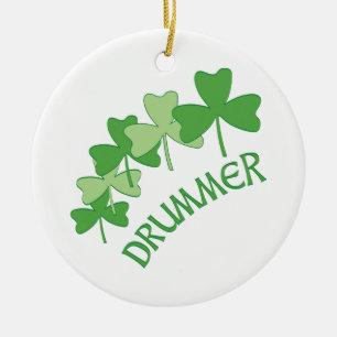Drummer Shamrocks Outlined Ceramic Tree Decoration
