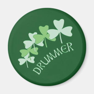 Drummer Shamrocks Outlined Green Magnet