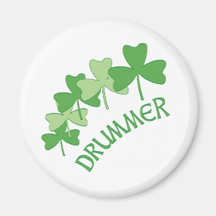 Drummer Shamrocks Outlined  Magnet