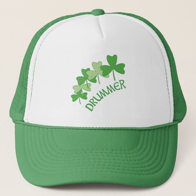 Drummer Shamrocks Outlined  Trucker Hat (Front)