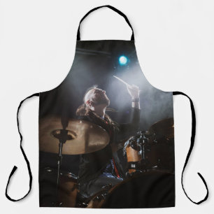 Drummer silhouette, dark stage setting apron