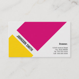 Drummer - Simple Pink Yellow Business Card