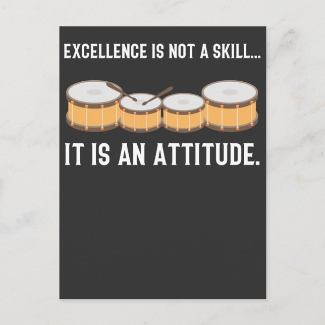 Drummer Skill Attitude Drumming Instrument love Postcard (Front)