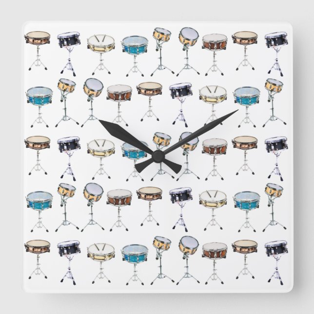 Drummer Snare Drum Drumline Percussionist Timing Square Wall Clock (Front)