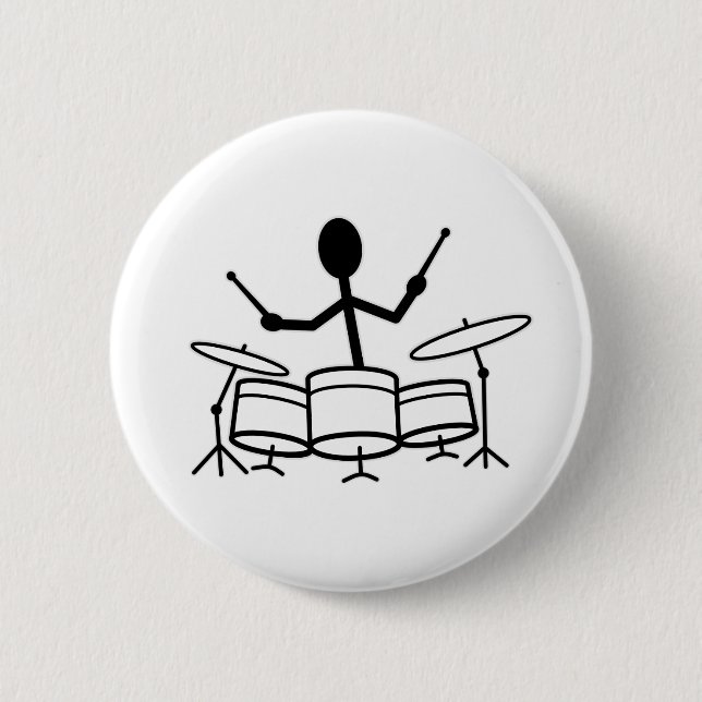 Drummer Stick Figure 6 Cm Round Badge (Front)