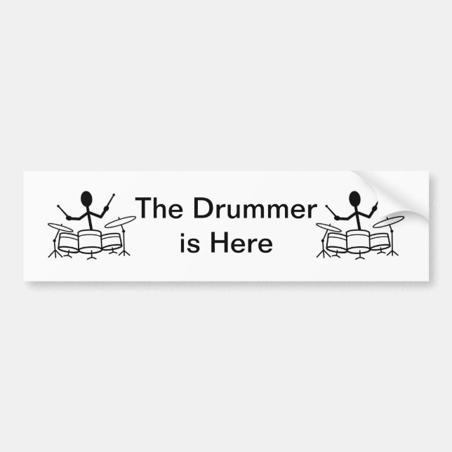 Drummer Stick Figure Bumper Sticker (Front)