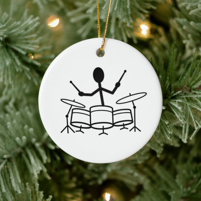 Drummer Stick Figure Ceramic Tree Decoration (Tree)