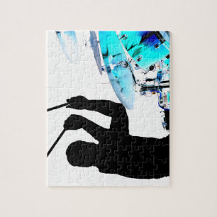 Drummer sticks in air shadow blue invert drums jigsaw puzzle
