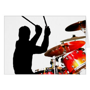 Drummer sticks in air shadow real drums