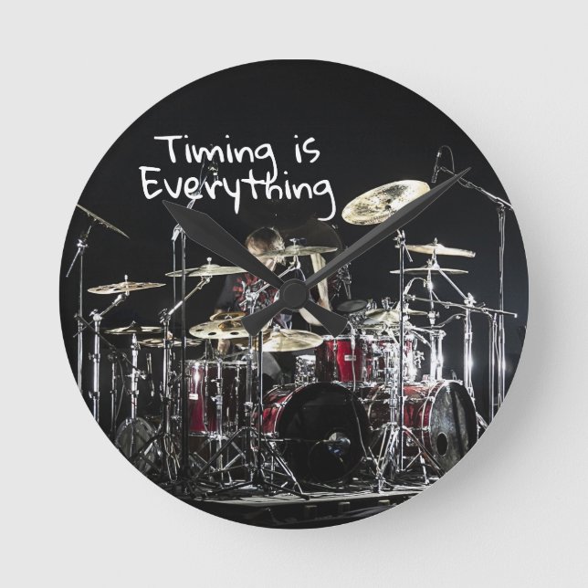 Drummer Timing Is Everything Musician Rhythm Round Clock (Front)