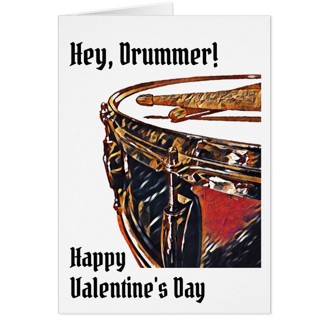 Drummer Valentine Card Musician Snare Drum Card (Front)