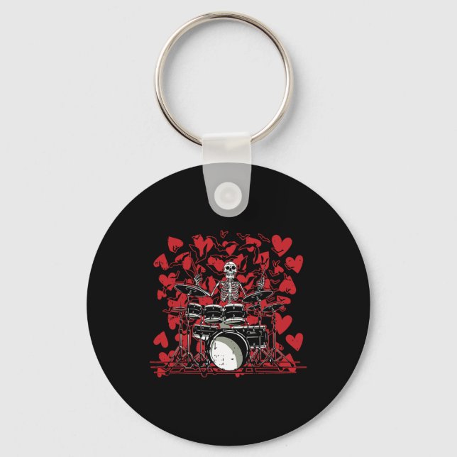 Drummer Valentines Day Rock N Roll Drum Music Love Key Ring (Front)