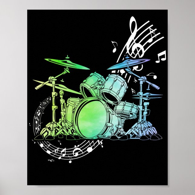 Drummer Watercolor  Drummer Musician Drumsticks Poster (Front)
