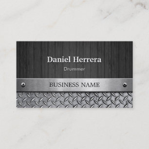 Drummer - Wood and Metal Look Business Card
