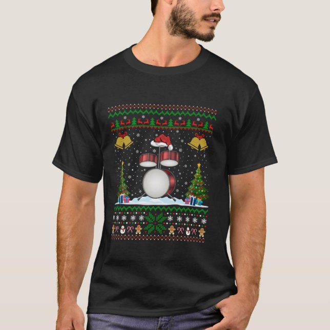 Drummer Xmas Ugly Sweater Musical Drum Christmas P (Front)